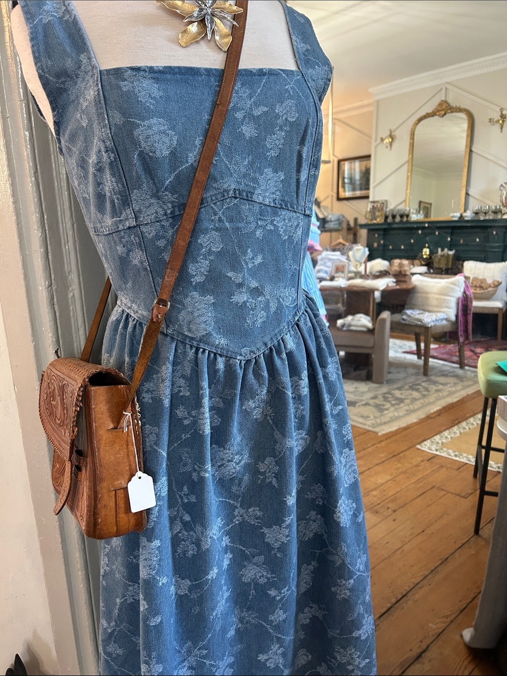 Blu Pepper Blue Floral Maxi Dress with Square Neck - Picture 2 of 4